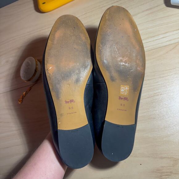 Sienna Loafer, Black Leather with Gold Detail Mule Slides Gold 'C' Logo Hardware - Picture 7 of 8